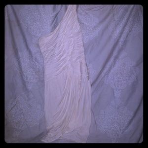 Bcbg cream one shoulder formal dress